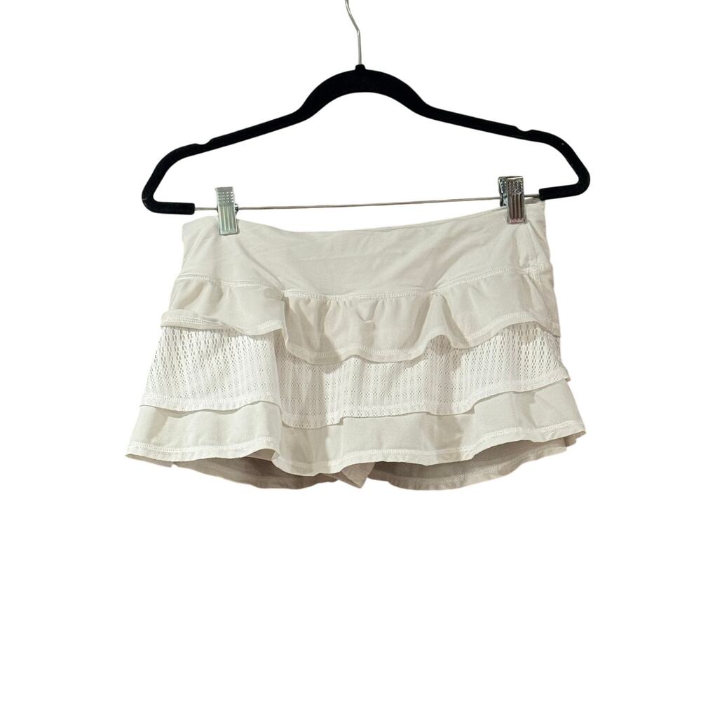 Lululemon Fitness Run Nothing To Hide Tiered Mini Liner Skort White 6